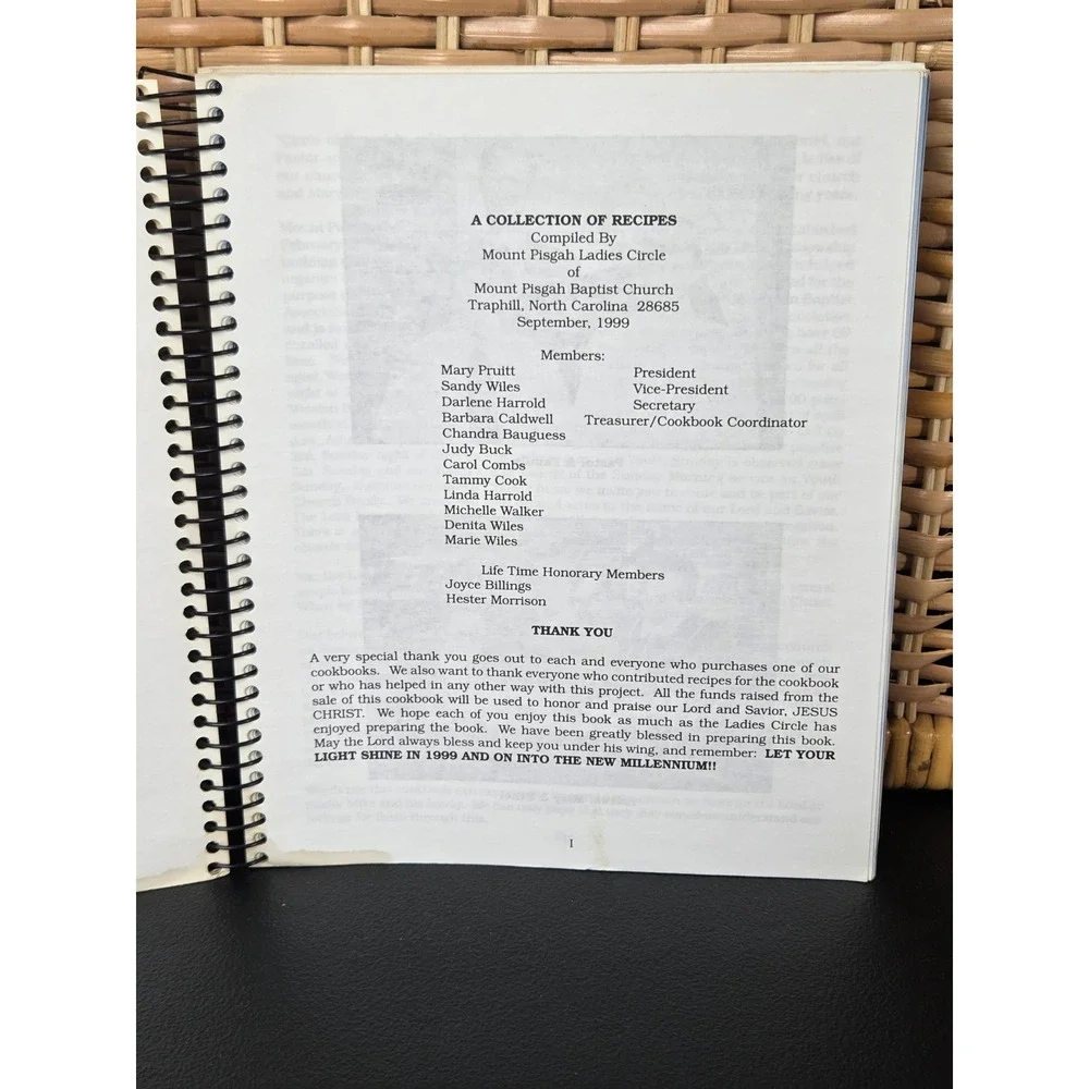 Circle of Friends Mount Pisgah Baptist Church Ladies Circle Cookbook 1999 NC